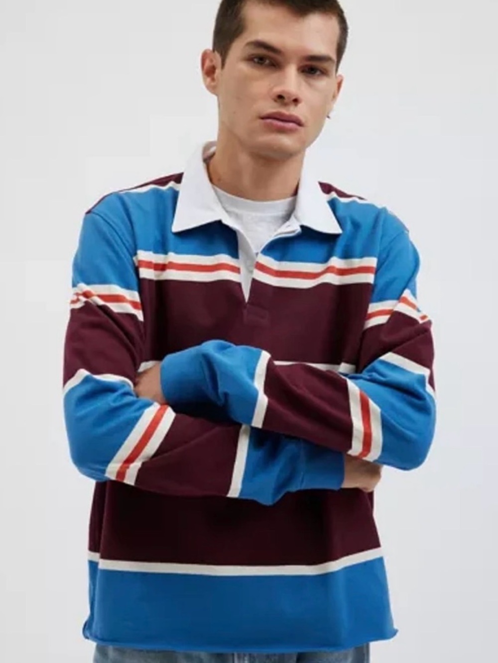 Urban Outfitters Striped Rugby Shirt Mens Medium Retro Preppy Shirt